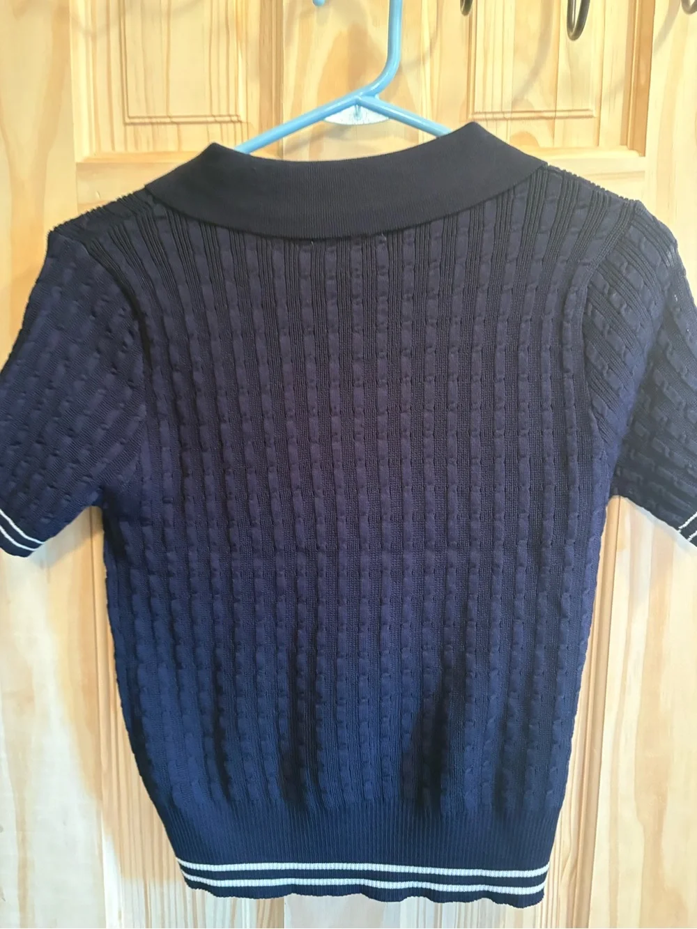 FAsHION Navy Knit Polo Top